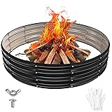 YSEJOMP 60 Inch Round Galvanized Fire Pit Ring/Fire
