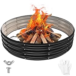 YSEJOMP 60 Inch Round Galvanized Fire Pit Ring/Fire