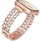 Aniaboho Slim Metal band Compatible with Apple Watch Bands for Women 38mm 40mm 41mm 42mm 44mm 45mm 46mm, Dressy Designer Strap Single Chain Wristband Thin iWatch Bands for Series 11 SE 10 9 8 7 6 5 4