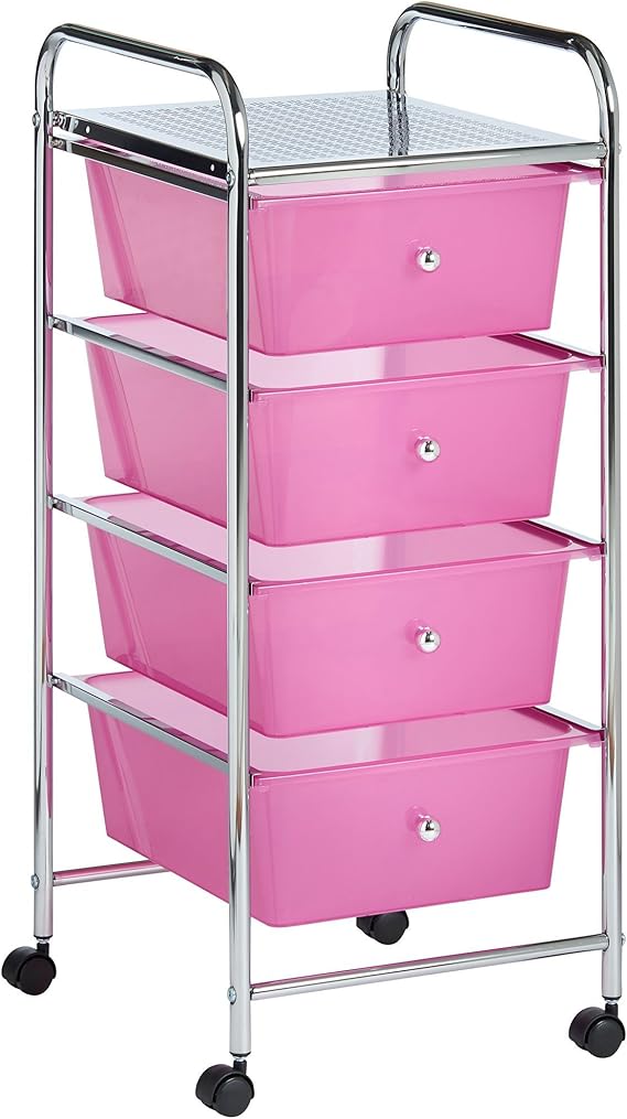 VonHaus 4 Drawer Plastic Storage Trolley, Multipurpose Storage Drawer