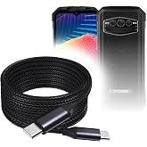 BoxWave Cable Compatible with Doogee V30 - DirectSync PD Cable (10ft) - USB-C to USB-C (100W), Long Type C Braided Nylon Alloy Fast Charge - Jet Black