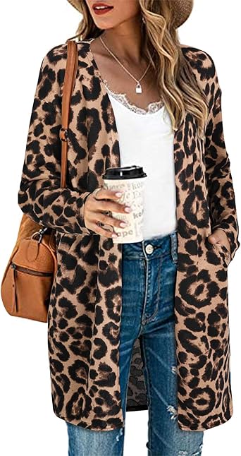 leopard print cardigan amazon