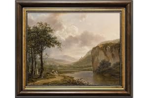 DAJONART Belgian Country Road Wall Art Canvas Vintage Gold Framed, Rustic Retor Landscape Prints Oil Painting for Living Room, Bathroom, Bedroom Decor Gift,8"x 10"