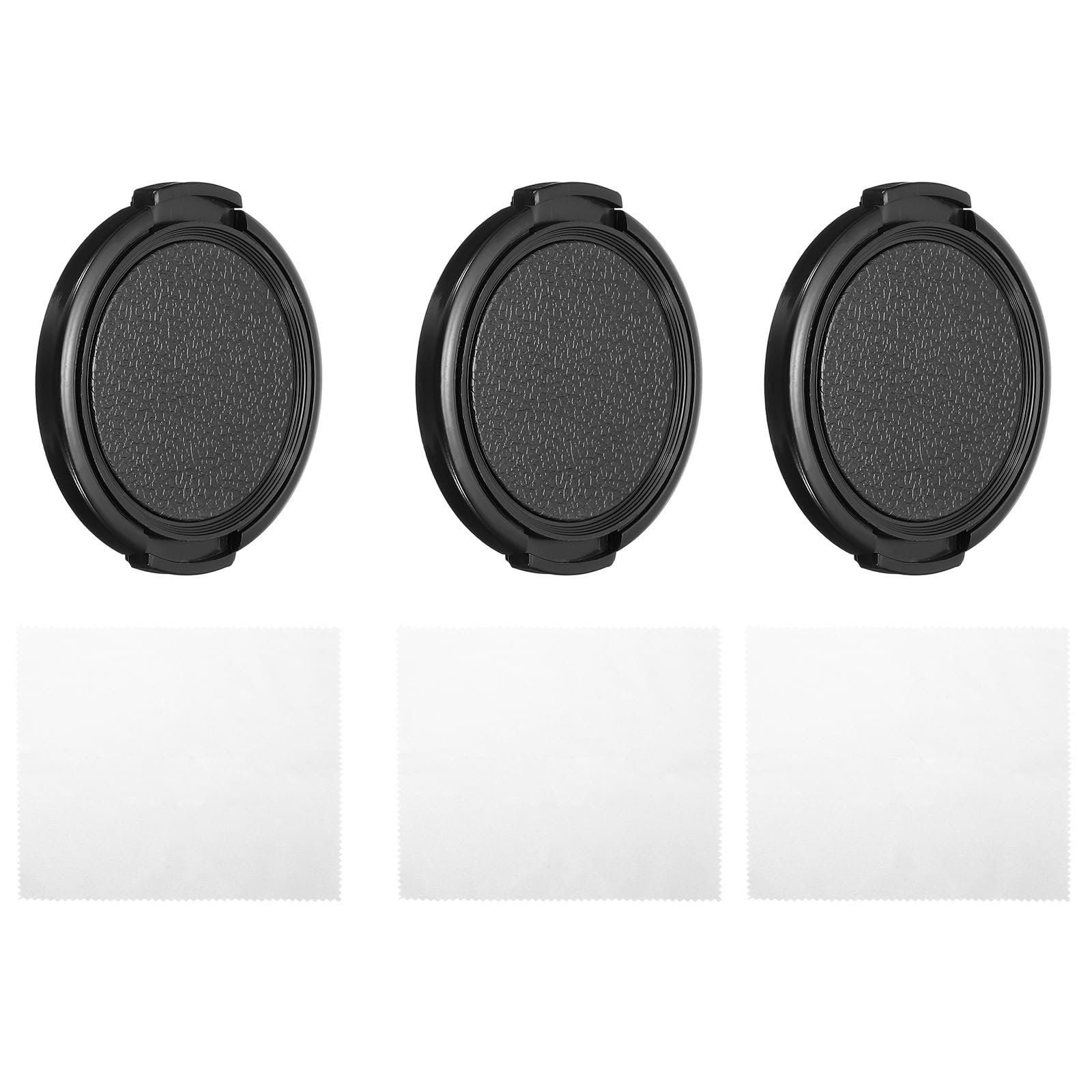 PATIKIL 49mm Lens Cap, 3 Pack Sides Pinch Snap Camera Lens Cover for Front Lens with Cloth, Suitable for 49mm Thread Universal DSLR Lenses for Nikon, for Fujifilm, for Pentax, for Leica
