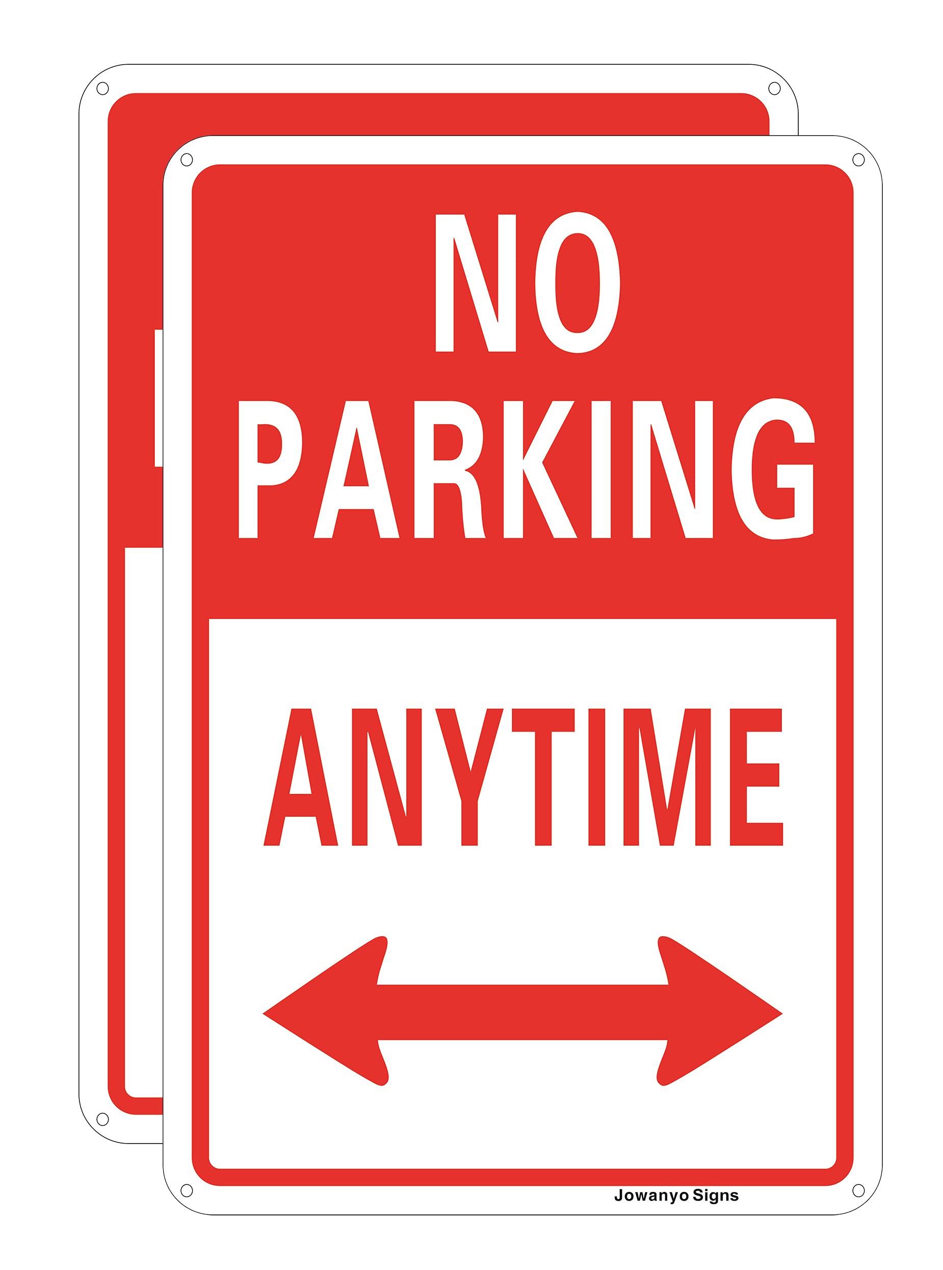 No Parking Anytime Sign,20 x 30 cm,Reflective Aluminum,Easy to Mount,UV Protected,Weather Resistant,Waterproof,Durable Ink,Outdoor Use,2 Pack