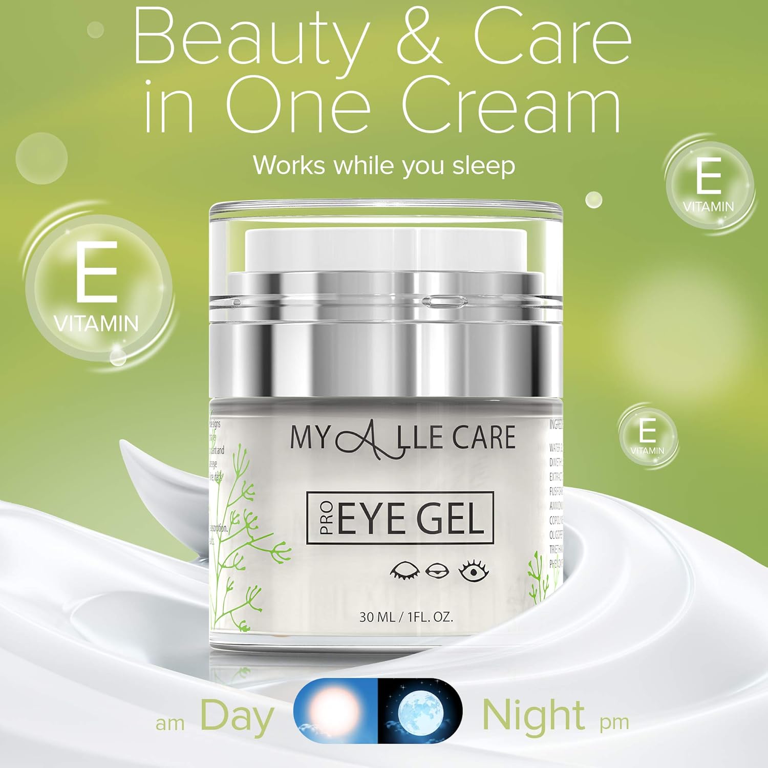Eye Gel with Hyaluronic Acid, Reduce Dark Circles, Puffiness and Eye Bags. Anti Wrinkle Under Eye Treatment, Hydrating Gel with Collagen, Aloe and Vitamin E, Anti Aging Cream for Men & Women: Beauty