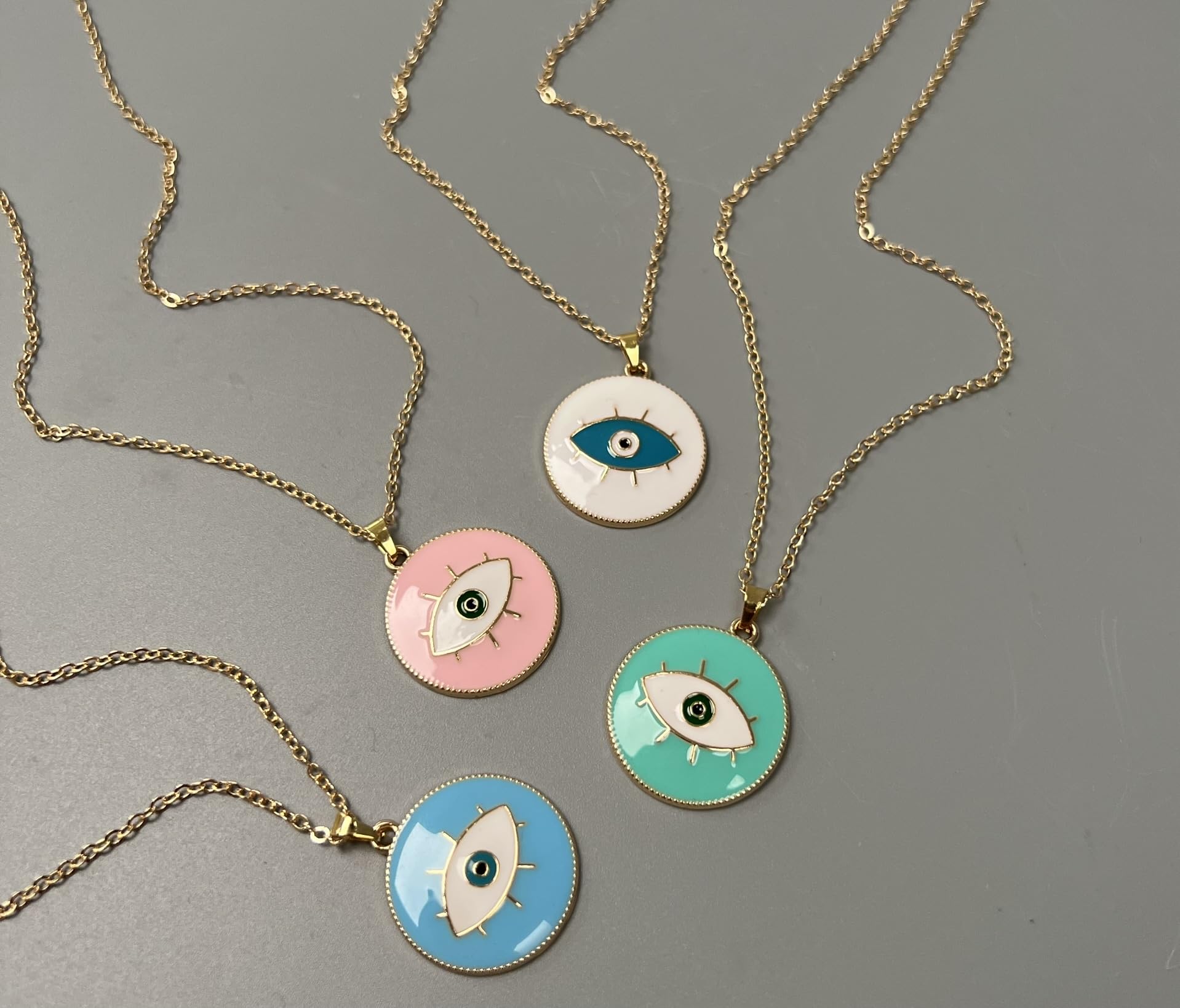 Evil Eye Pendant, Round, Eye, Pink