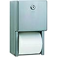Bobrick Washroom 2-roll Steel Bath Tissue Dispenser, 6.5" x 6.5" x 11.5", Satin,Stainless Steel