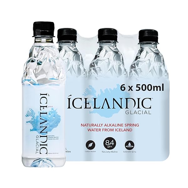 ICELANDIC GLACIAL NATURAL SPRING ALKALINE WATER, 500 ML / 16.9 FL OZ (PACK OF 6)