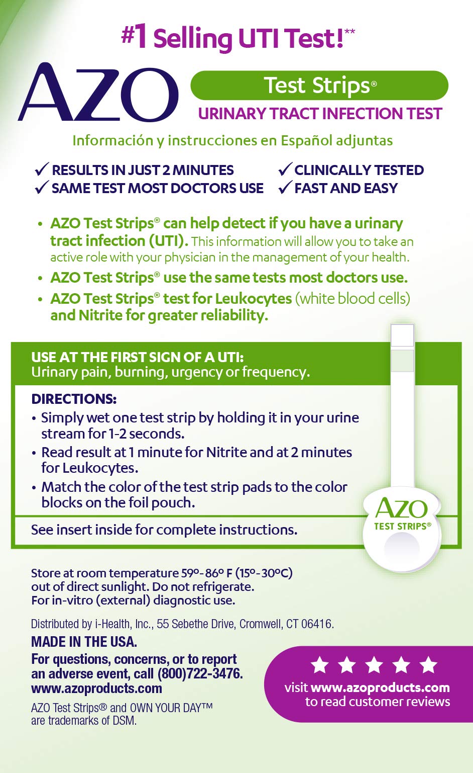 AZO Urinary Tract Infection (UTI) Test Strips, Accurate Results in 2