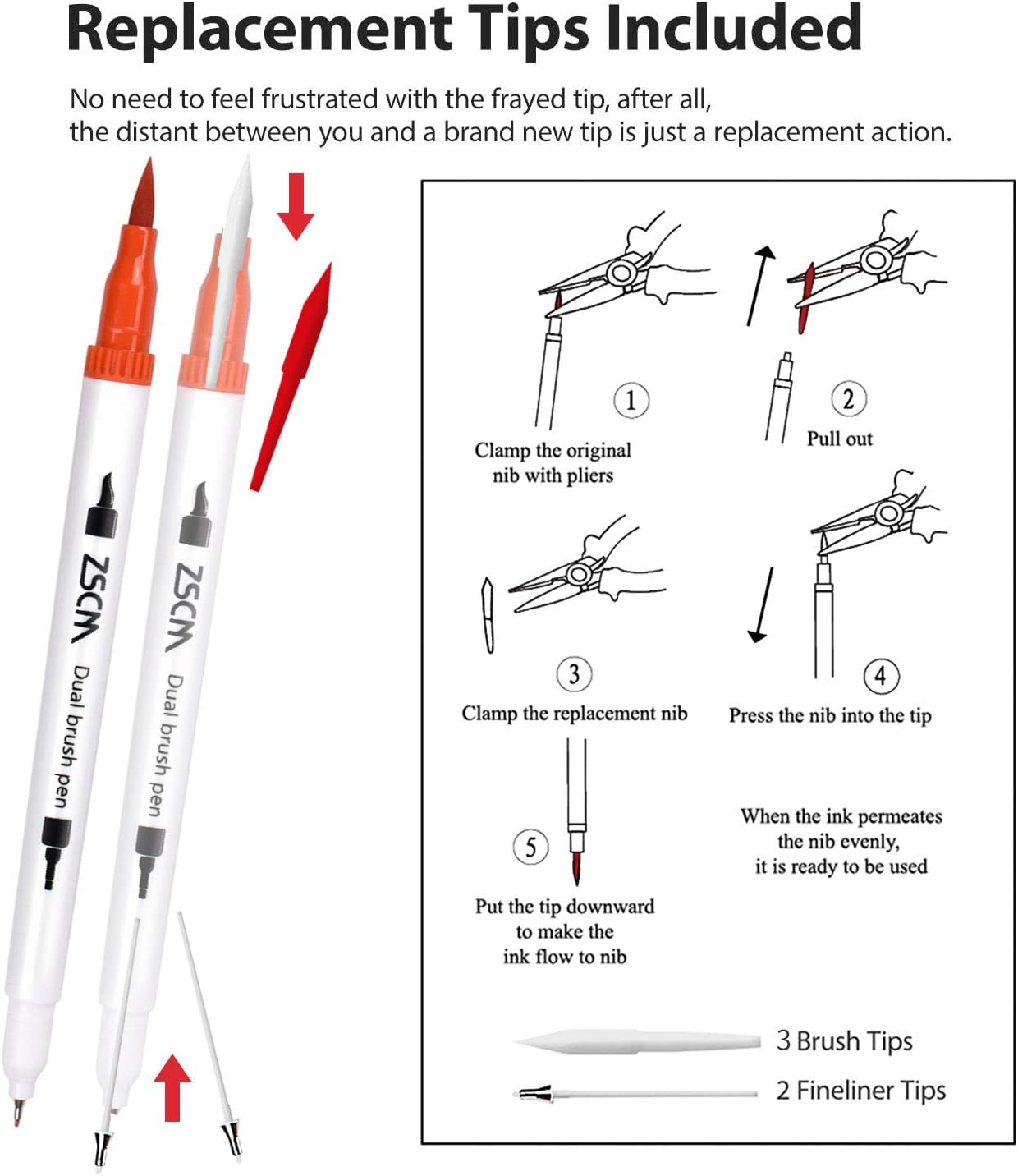 ZSCM Dual Brush Pens Art Markers, 60 Colors Adult Coloring Books Drawing Colored Pens Fine Point Water Based Markers, for Kids School Supplies Note Taking Bullet Journal Sketching