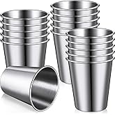Baderke 16 Pack Stainless Steel Cups for Kids and Adult Pint Tumbler Metal Cups Stackable Tumbler Shatterproof Metal Drinking Glasses for Travel Outdoor Camping(10 Oz/ 300 ml)
