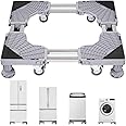 Heavy Duty Fridge Stand Mobile Base , Washing Machine Stand with 8 Locking Wheels and 4 Strong Feet 20"-27", Adjustable Furniture Dolly for Washer, Refrigerator and Dryer