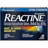 Reactine Extra Strength Antihistamine Tablets - 10mg Cetirizine Hydrochloride - 24 Hour Allergy Relief Medicine - 48 Count MA