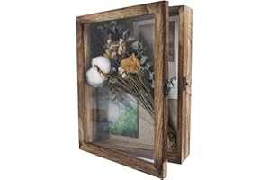 GraduatePro Shadow Box Frame 8x10 Display Case with Linen Back, Real Glass Window Door with Hinge, Picture Frame Wedding Bouq