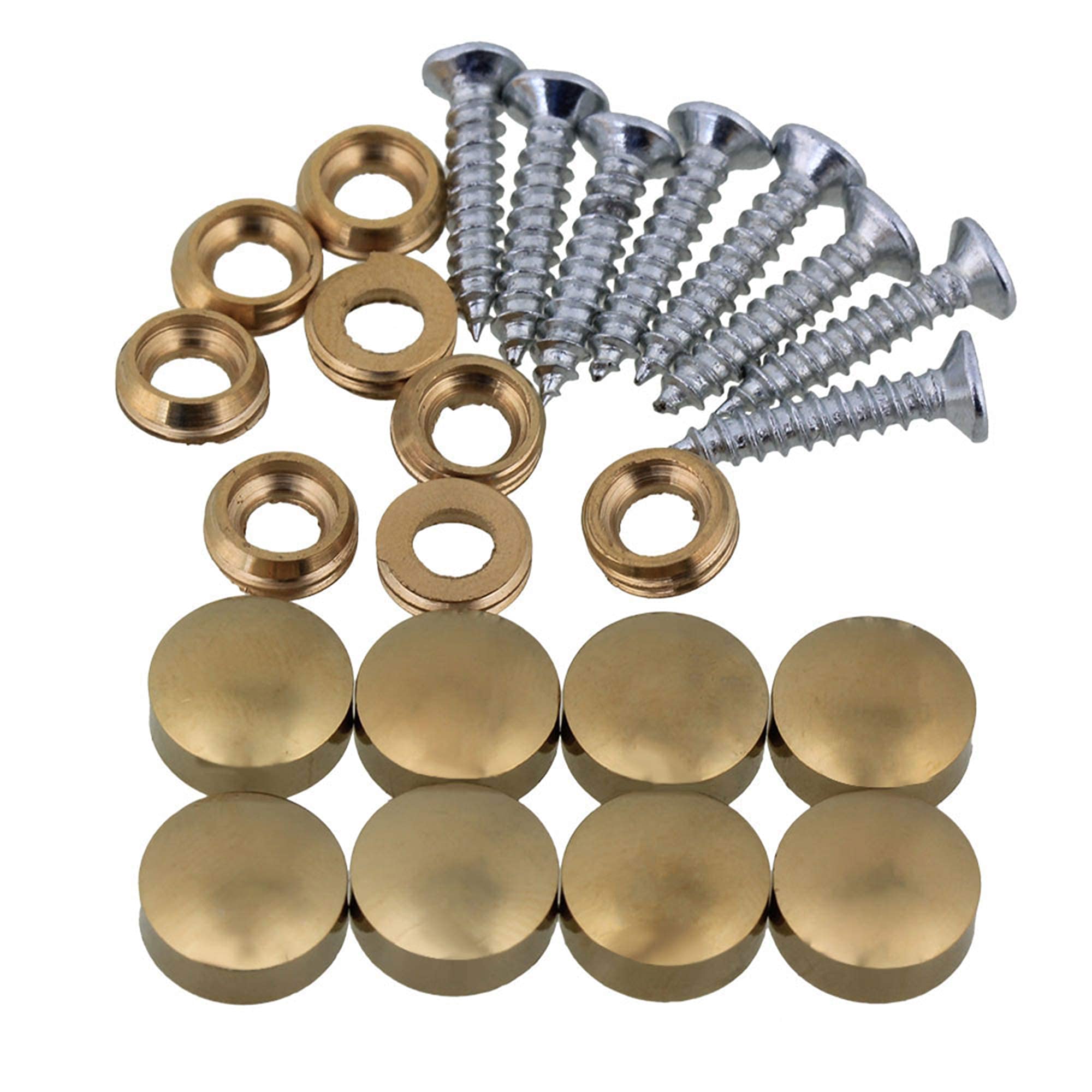 SHANOER 8 Pcs 16mm Dia Brass Mirror Screws with Decorative Cap Cover Nails,Golden Finish (Cap Diameter 9.3mm)