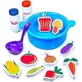 Tub Works® Tub Soup™ Scoop, Strain & Play Toddler Bath Toy | Floating Foam Veggies, Ladle for Scooping & Soup Pot for Straini