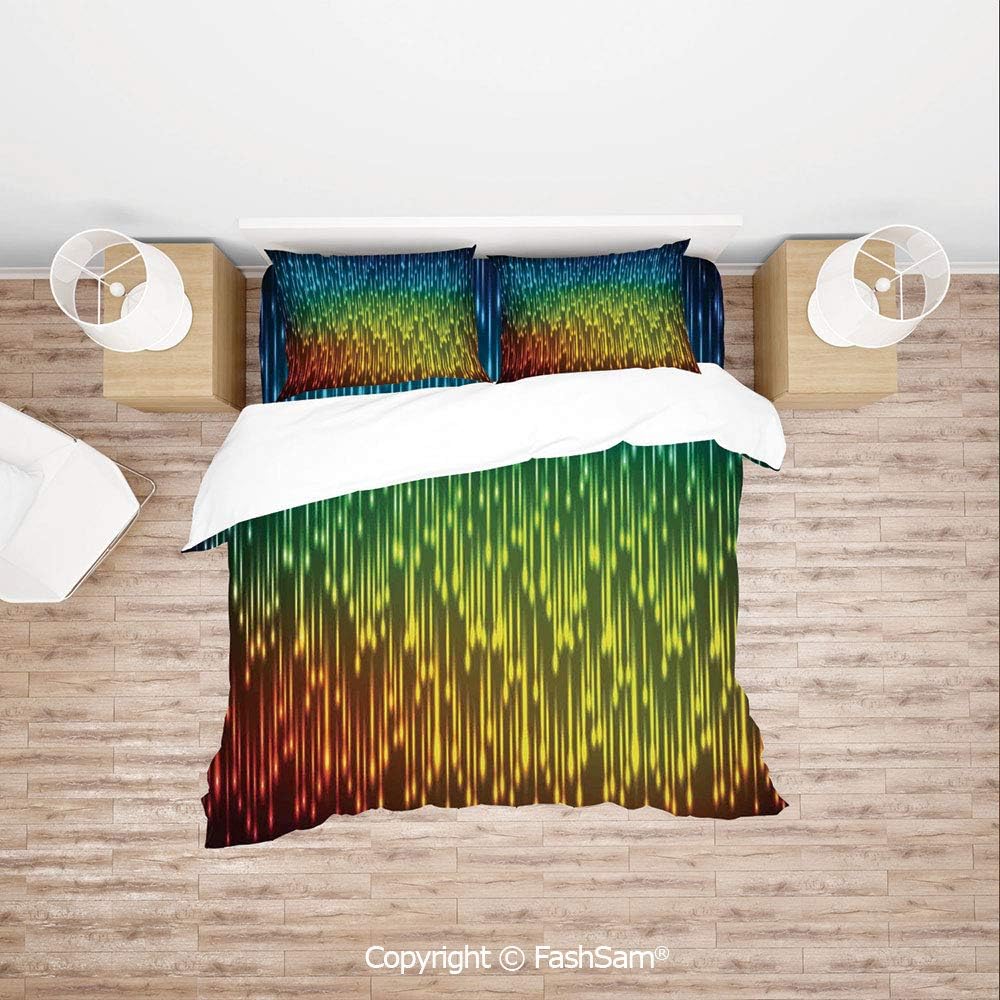 FashSam Luxury 4 Pieces Duvet Cover Bedding Set Galaxy Universe Outer Space Inspired Technical Neon Rain Modern Artful Print for Family(Single)