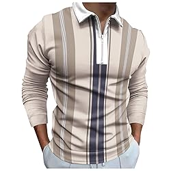 WalGRHFR Male Casual Autumn Striped Splice Printed