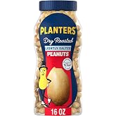 PLANTERS Lightly Salted Peanuts, Plant Based Protein Snacks, 16 Oz (1 Ct) | Dry Roasted Lightly Salted Nuts. 50% less sodium. Resealable Jar. Snacks for Adults. Party Mix, Party Snacks