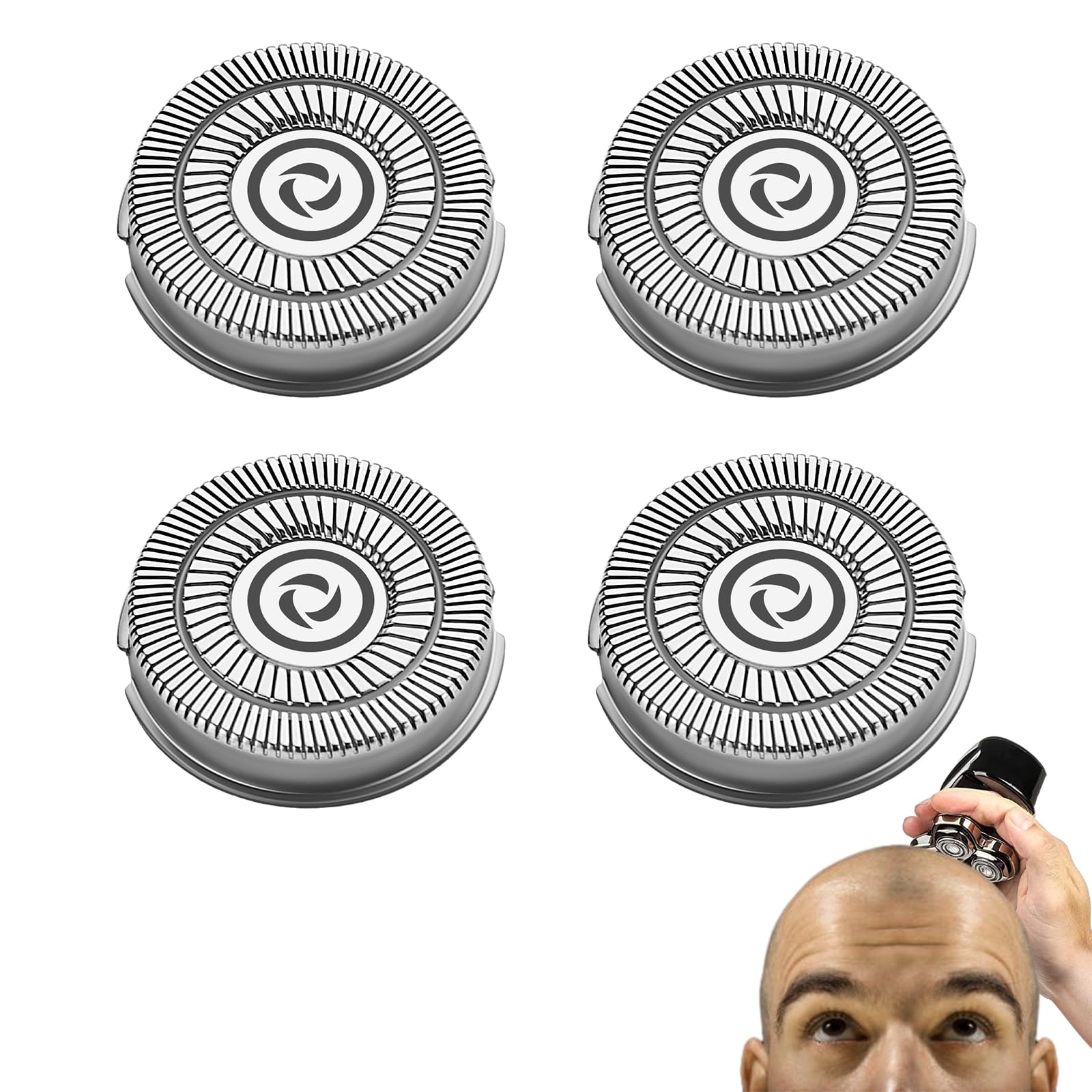 AUDOC Replacement Head Compatible with Skull Shaver Pitbull Electric Razors (4 Pieces)