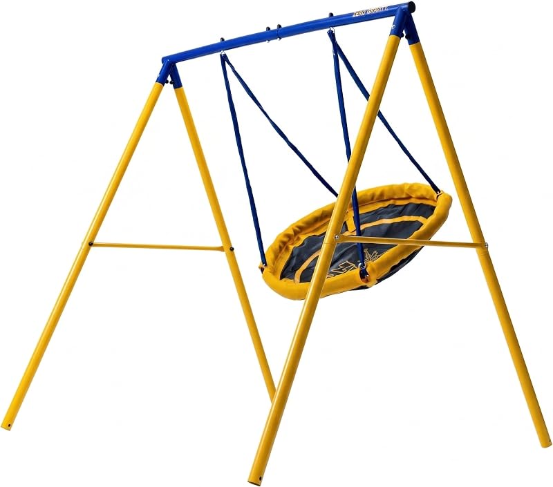 ZERO GRAVITY UFO Swing Set with Metal Frame Garden Play for Up To 2 Children