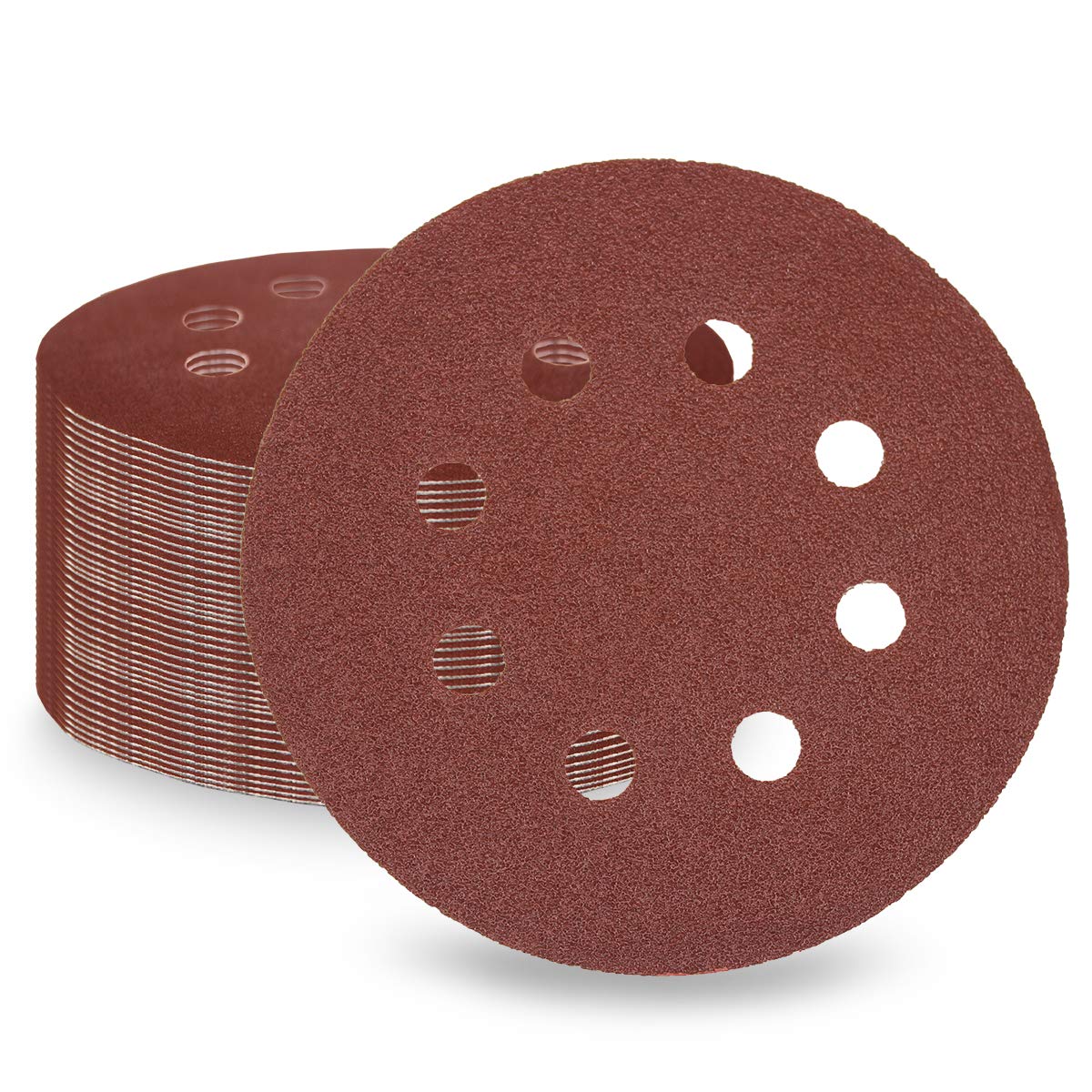 LESNIC 80 Grits 100pcs Sanding Discs, 125mm / 5 inch 8 Holes Quick Change Discs Hook & Loop Sandpaper Discs Polishing for Orbit Orbital Sanders and All Oscillating Tools