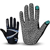 WESTWOOD FOX Full Finger Cycling Gloves, Padded, Anti-Slip Touchscreen, Shock Absorbing Mountain Bike Gloves for Road Bicycle, MTB, Road Racing, Biking and Sports Gloves for Men Women