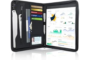 AKAYOK Portfolio Business for Men 10" x 13.5" Padfolio Folder with Zipper, Faux Leather Portfolio for Resume, Documents, Phone, Tablet, Business Supplies and Cards Notebook Organizer with 8.3" x 11.5"Notepad