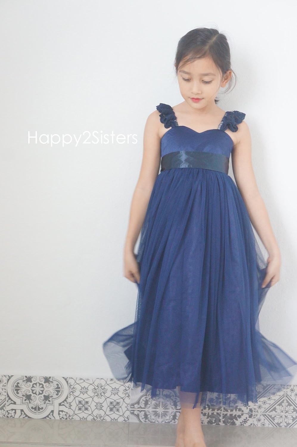 navy blue flower girl