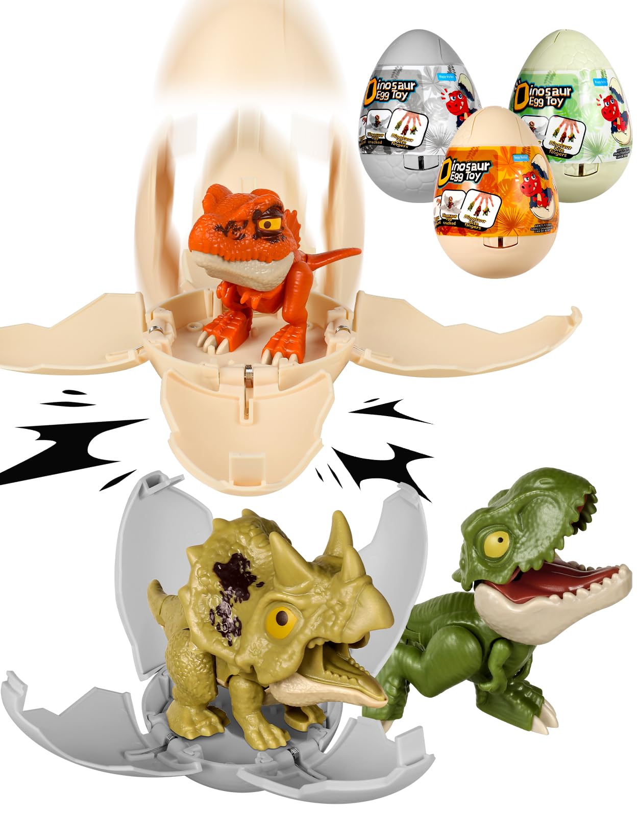 JMHACHY 3 Pack Jumbo Dinosaur Eggs - Drop to Hatching Dinosaur Eggs Toys Birthday Gifts for Boys 3 4 5 6 7 8, Christmas Kids Gifts for Grandkids, Easter Basket Stuffer