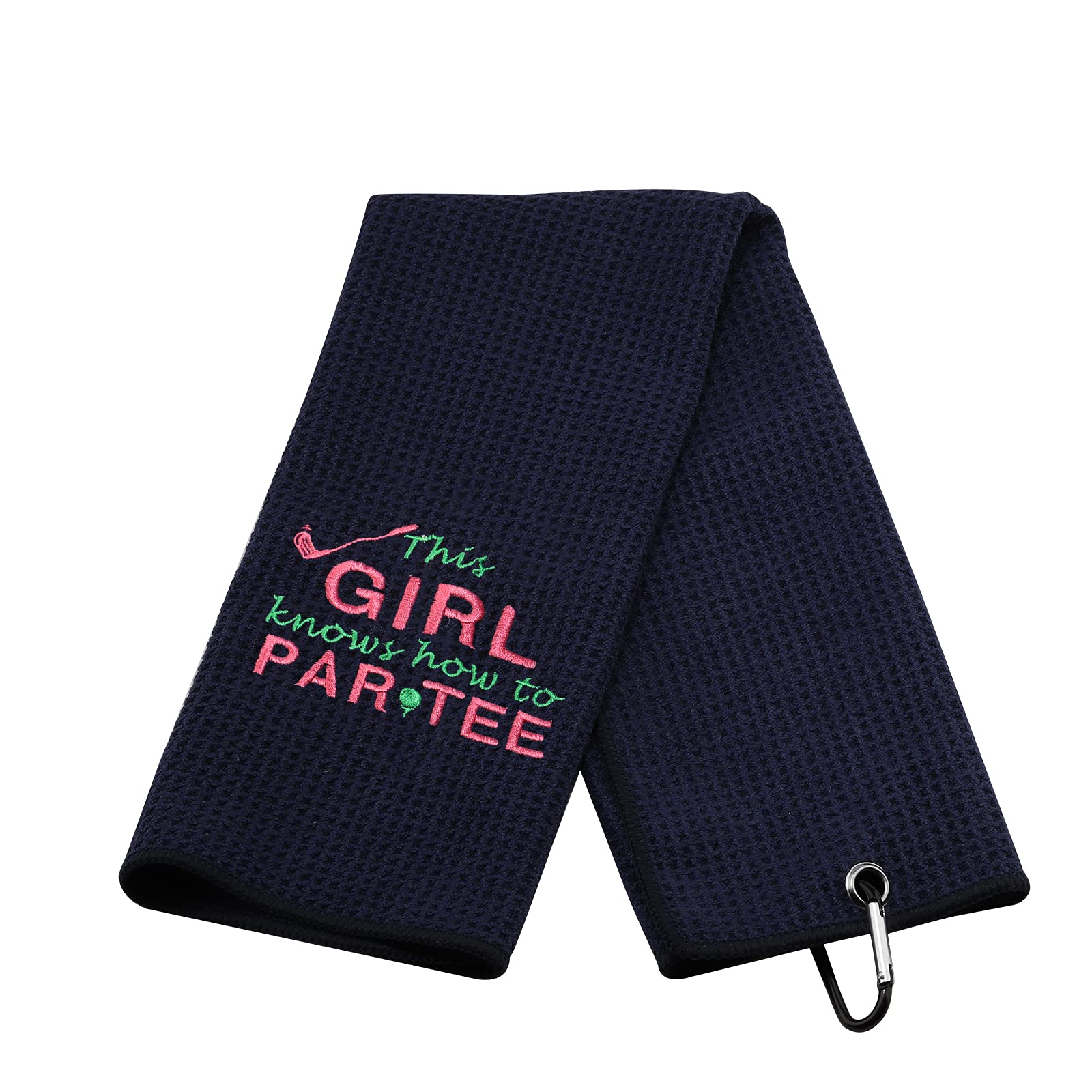 Funny Golf Towels for Women This Girl Knows How to Par Tee Embroidered Golf Towels for Golf Bags with Clip (How to Par Tee)