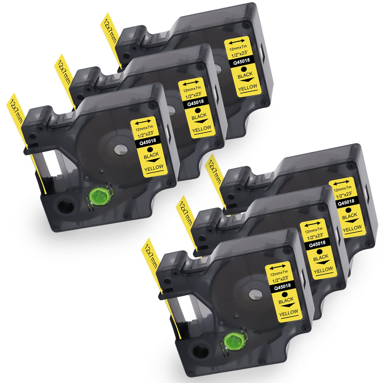 Molabel 45018 12 mm x 7 m Compatible DM D1 Label Tape Yellow 45018 S0720580, as Replacement for D1 Label Tape 12 mm Black on Yellow for DM LabelManager 160 210D 260P 280 360D 420 LabelPoint 150