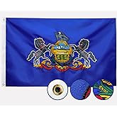 Double Sided Pennsylvania State Flag 3x5 Outdoor The Longest Lasting PA Flags Heavy Duty 210D Nylon, Sewn Stripes, Embroidered Star, Stronger Brass Grommets,4 Stitched Hemming, Perfect for