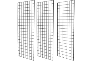 NEESEEYEE Heavy Duty Commercial Grade Gridwall Panels – Grid Panel for Any Retail Display, 2’ Width x 5’ Height, 3 Gridwall Panels Per Carton (Black Finish)