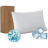 SAPHREAS Cooling Bed Pillows Standard for Sleeping, Luxury Hotel Shredded Memory Foam Pillows for Side Back Stomach Sleepers, Cool Firm Pillow for Neck Support