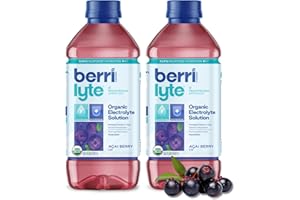 BERRILYTE Berri Lyte Plant Based Organic Electrolyte Solution – Pediatric Rehydration Drink – Low Sugar Acai Berry Flavor, 1 L, 2 ct