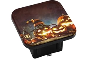 Swono Halloween Trailer Hitch Cover Candle Lit Halloween Pumpkins Wooden Hitch Cover Plug Tow Hitch Cover Compatible with Most Auto Cars Trucks for 2 Inch Receivers