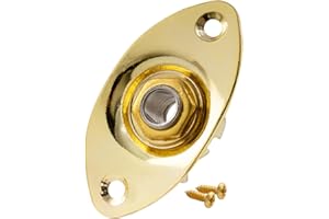 Musiclily 1/4 Inch Oval Loaded Guitar Output Jack Plate Input Guitar Jack Socket Plate for Electric Guitar,Gold
