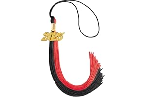GRADFTY Graduation Tassel 2025,Black and Red Tassel 2025