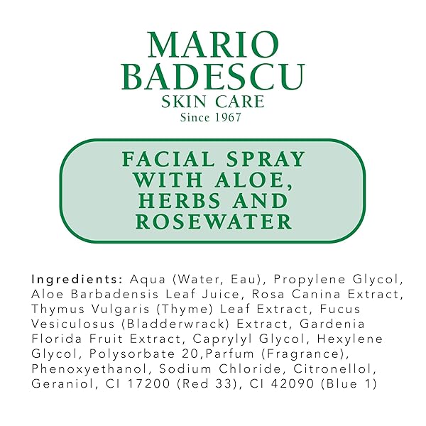 MARIO BADESCU FACIAL SPRAY WITH ALOE, HERBS AND ROSE WATER FOR ALL SKIN TYPES, FACE MIST THAT HYDRATES, REJUVENATES & CLARIFIES, 8 FL OZ
