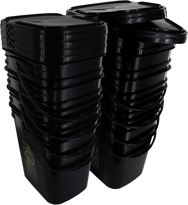 5.3 Gallon Black Rectangular Bucket/Pail with Hinged Snap