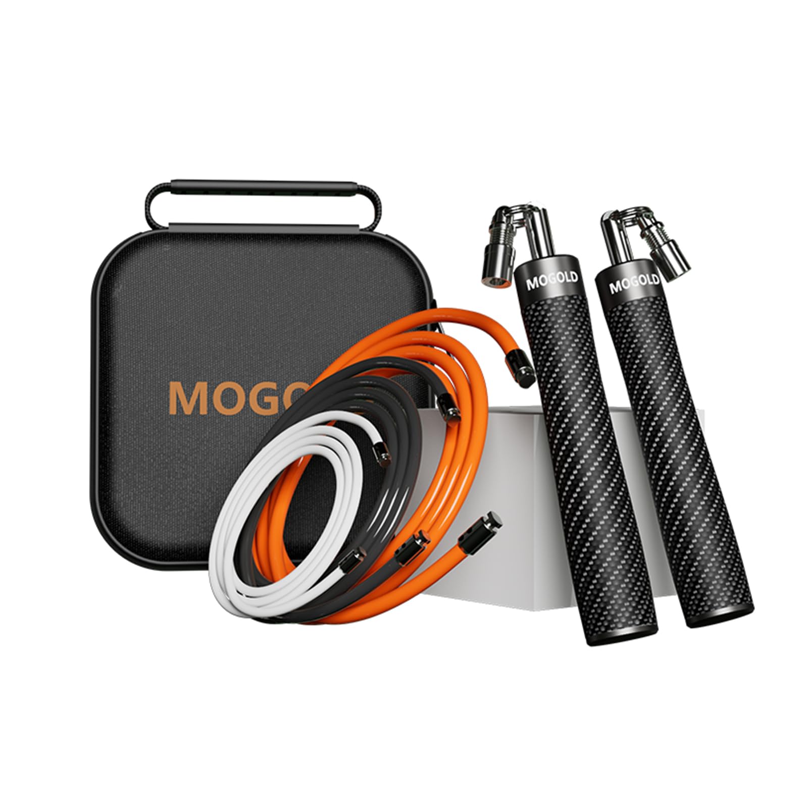 Photo 1 of Mogold Weighted Jump Rope for High-Intensity Training, Muay Thai & MMA Workouts Heavy Jumping Ropes for Fitness Carbon Fiber Handle Adjustable Length 3 Meters 1/5 +1/4lb+1/2lb PVC Steel Wire Rope