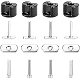 Ophjerg Kayak Track/Rail Mount Accessories, Kayak Hardware Kit Includes Convertible Knobs, 1-1/2'' T Bolts, Track Nuts, 1-1/4'' Socket Head Cap Screws, All Standard 1/4-20 Thread, Black
