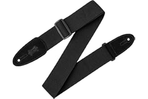 2" Cotton Guitar Strap With Suede Ends And Tri-glide Adjustment. Adjustable To 58". Black Color