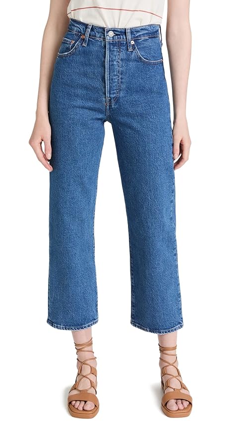 Levi's Women's Premium Ribcage Straight Ankle Jeans, Jazz Pop-Medium Indigo, 27