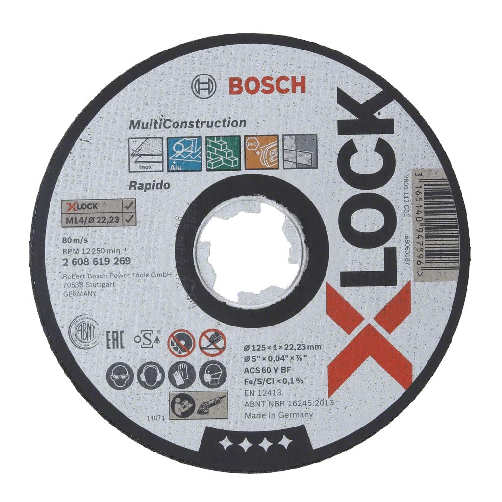 Bosch 1x PRO Multi Construction Cutting Disc for Small Angle Grinder and X-Lock, M14/22.23mm (for Stainless steel, Non-ferrous metals, Ø 125 mm, Professional Accessory Small Angle Grinder)