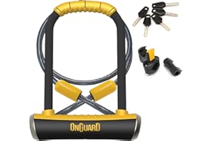 OnGuard Pitbull DT U-Lock with 4-Inch Cinch Loop Cable (Black, 4.53 X 9.06-Inch)