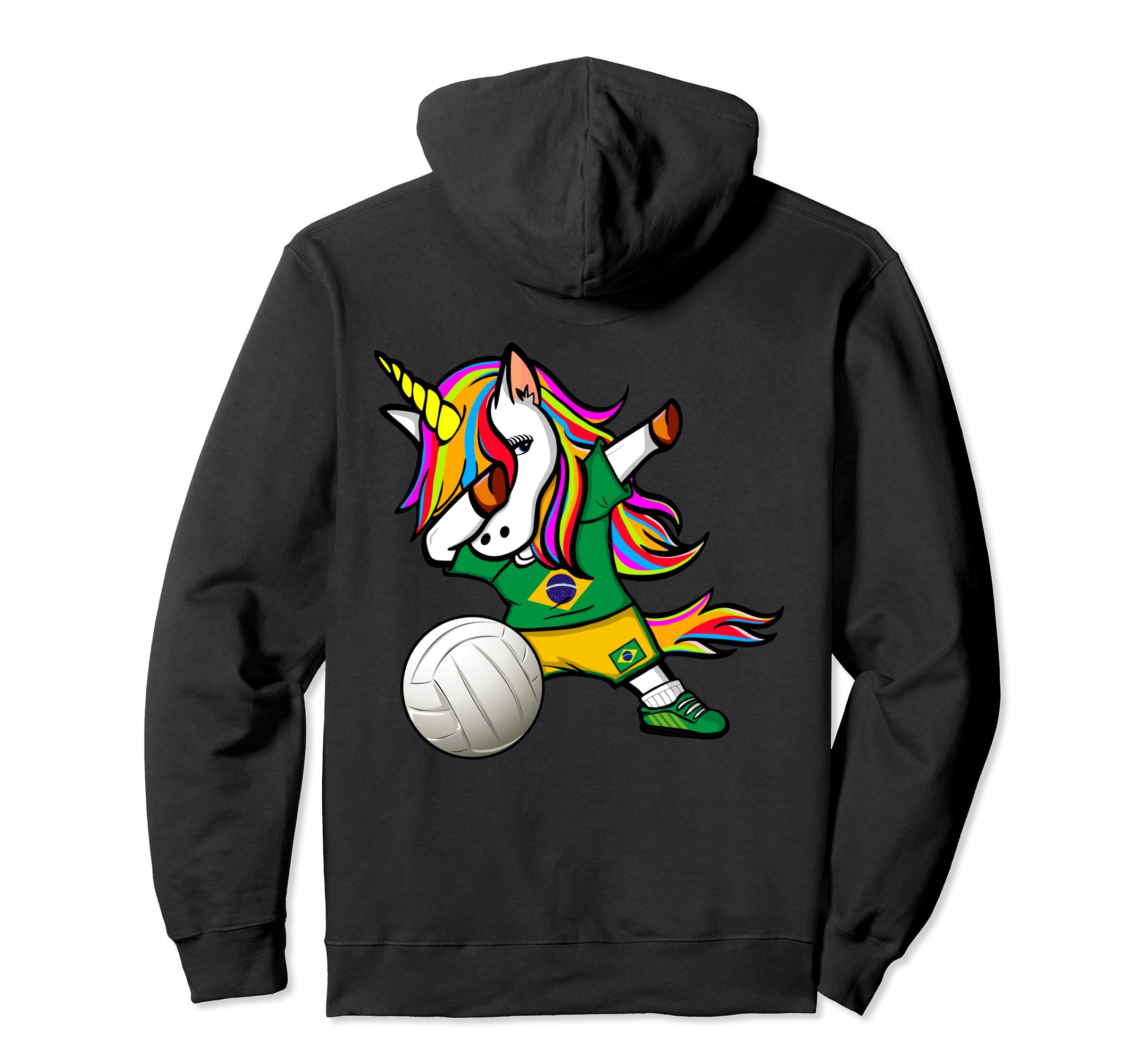 Dabbing Unicorn Brazil Volleyball Fans Jersey Brazilian Flag Pullover Hoodie