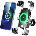 KEWIG Motorcycle Phone Mount with Qi 15W Wireless Charger & USB C 20W Fast Charging Port, One-Push Automatically Lock & Quick Release Handlebar Phone Holder for 4.0-6.9" Phone